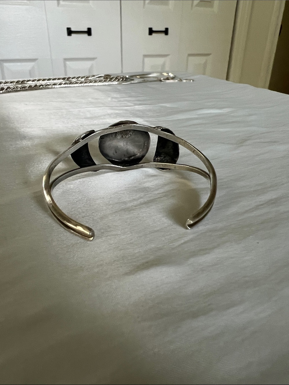 Sterling Silver Cuff Bracelet with Turquoise Stone - Picture 5 of 8